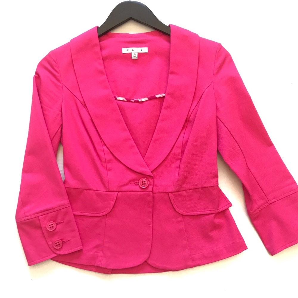 CAbi Hot Pink #310 Power Twill Cotton Blazer  0